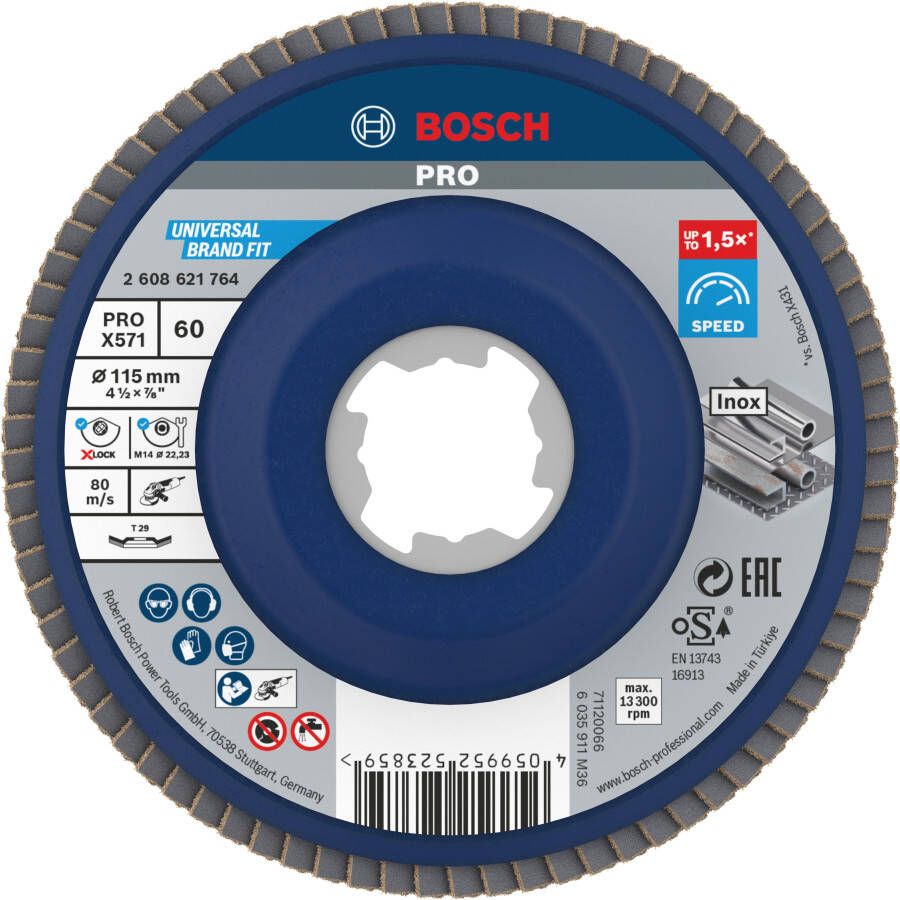 Bosch Accessoires X-LOCK Lamellenschijf schuin kunststof Ø115mm G 60 X571 Best for Metal 2608621764
