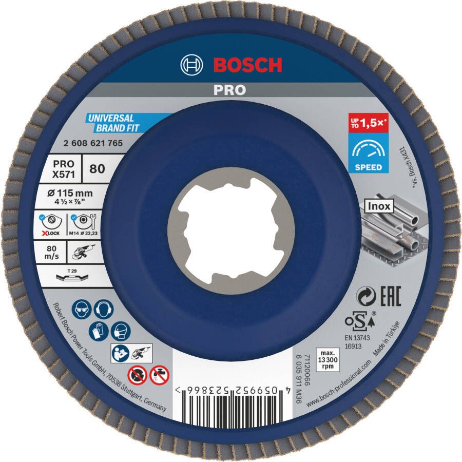 Bosch Accessoires X-LOCK Lamellenschijf schuin kunststof Ø115mm G 80 X571 Best for Metal 2608621765