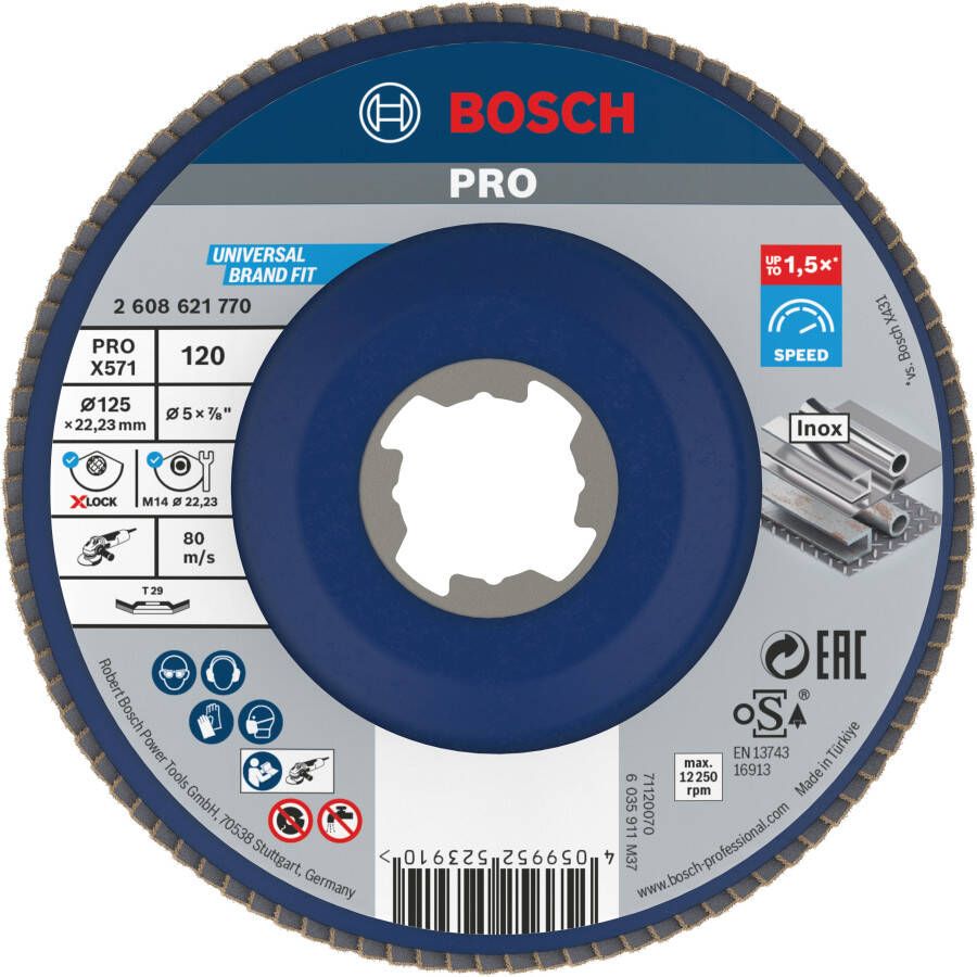 Bosch Accessoires X-LOCK Lamellenschijf schuin kunststof Ø125mm G 120 X571 Best for Metal 2608621770