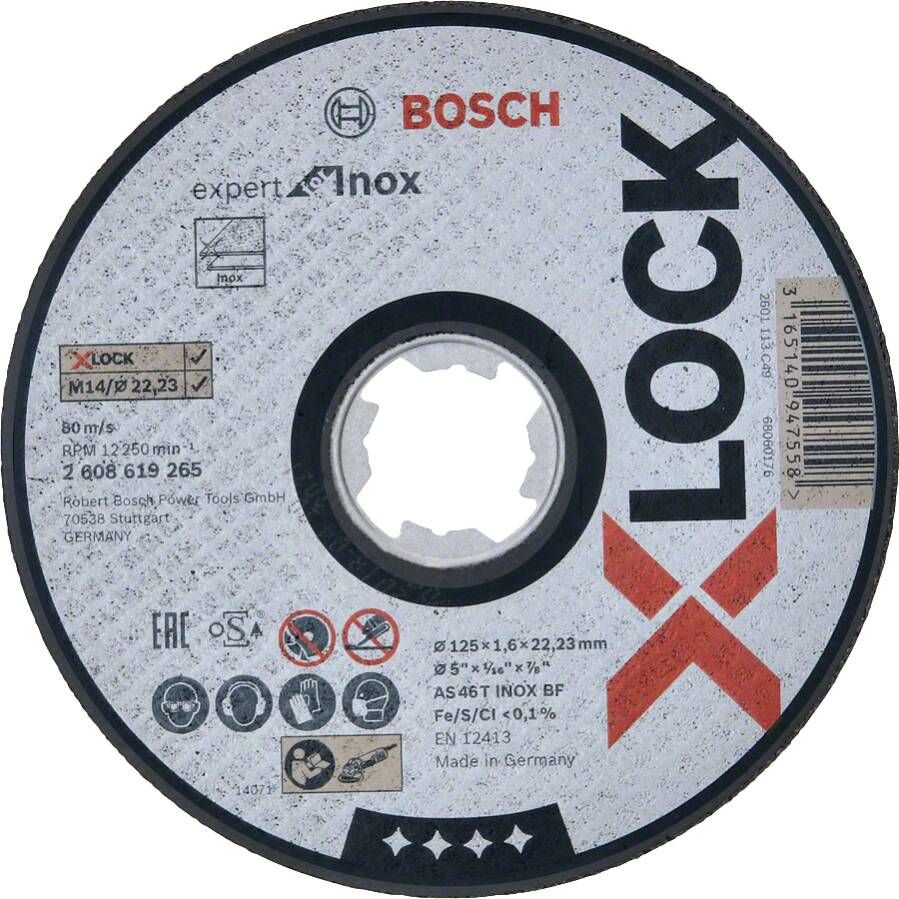 Bosch Accessoires X-LOCK Slijpschijf Expert for Inox 125x1.6x22.23mm recht 1 stuk(s) 2608619265