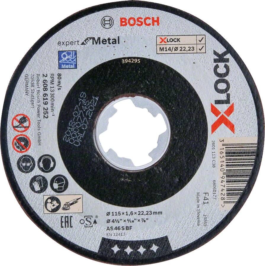 Bosch Accessoires X-LOCK Slijpschijf Expert for Metal 115x1.6x22.23mm recht 1 stuk(s) 2608619252