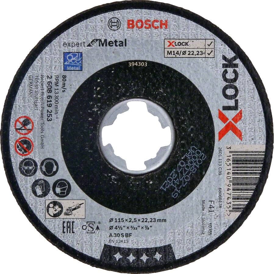 Bosch Accessoires X-LOCK Slijpschijf Expert for Metal 115x2.5x22.23mm recht 1 stuk(s) 2608619253