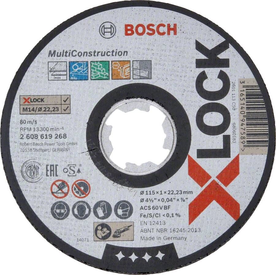 Bosch Accessoires X-LOCK Slijpschijf Multi Construction 115x1x22.23mm recht 1 stuk(s) 2608619268