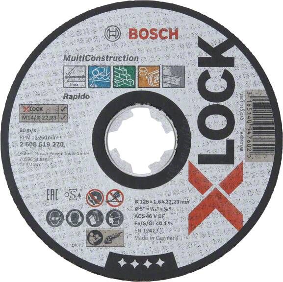 Bosch Accessoires X-LOCK Slijpschijf Multi Construction 125x1.6x22.23mm recht 1 stuk(s) 2608619270