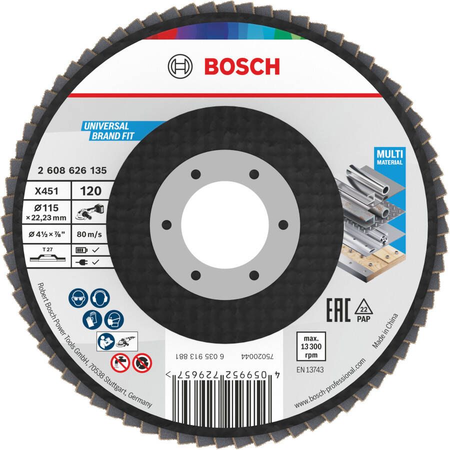 Bosch Accessoires X451 Lamellenschuurschijf | 115 x 22 23 mm | G120 | T27 2608626135