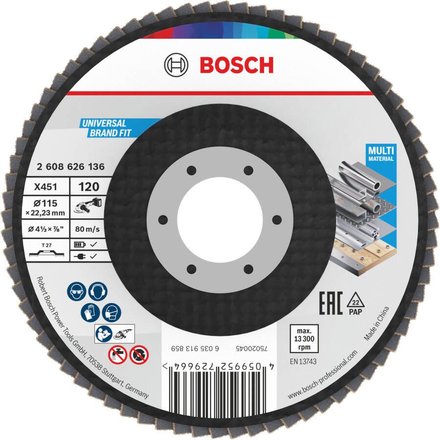 Bosch Accessoires X451 Lamellenschuurschijf | 115 x 22 23 mm | G120 | T27 2608626136