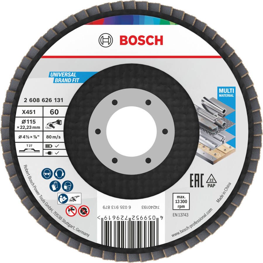 Bosch Accessoires X451 Lamellenschuurschijf | 115 x 22 23 mm | G60 | T27 2608626131