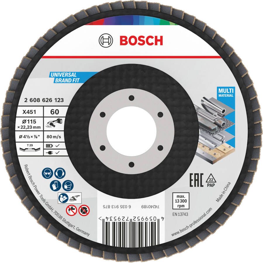 Bosch Accessoires X451 Lamellenschuurschijf | 115 x 22 23 mm | G60 | T29 2608626123