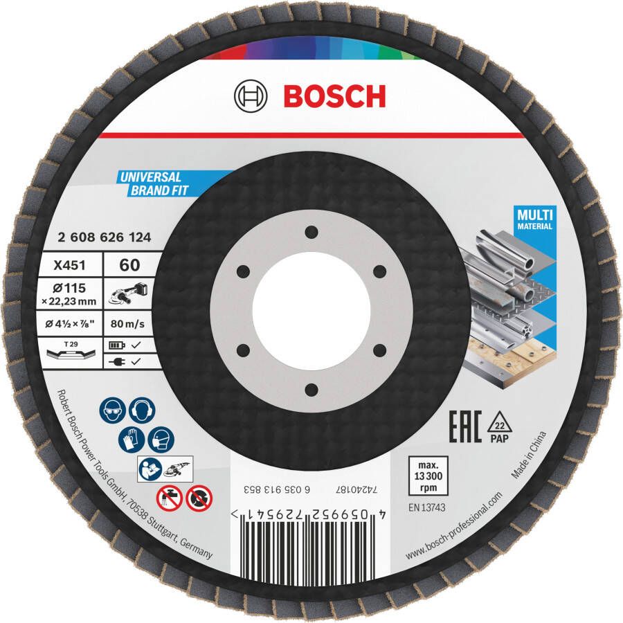Bosch Accessoires X451 Lamellenschuurschijf | 115 x 22 23 mm | G60 | T29 2608626124