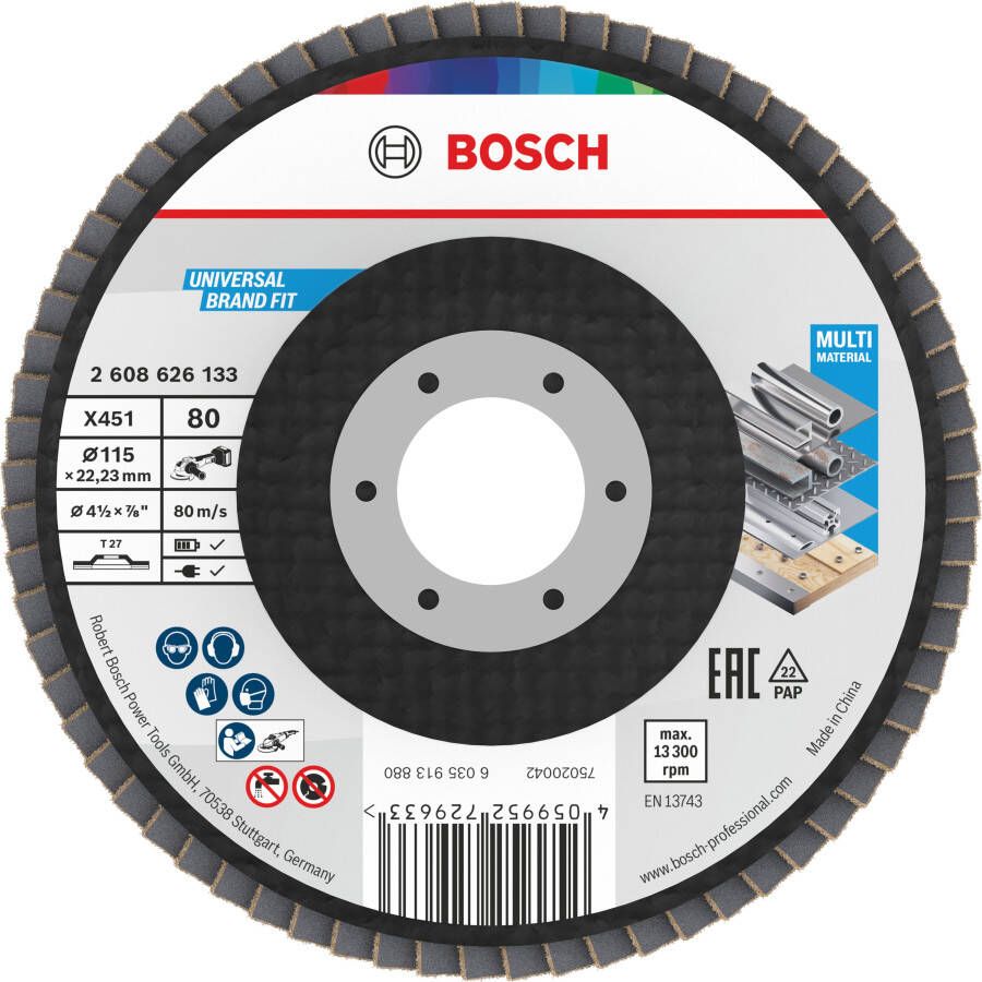Bosch Accessoires X451 Lamellenschuurschijf | 115 x 22 23 mm | G80 | T27 2608626133
