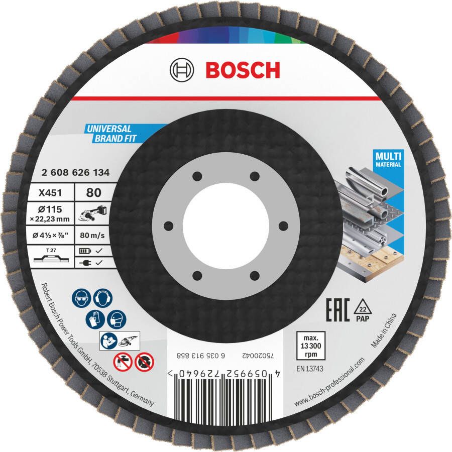Bosch Accessoires X451 Lamellenschuurschijf | 115 x 22 23 mm | G80 | T27 2608626134