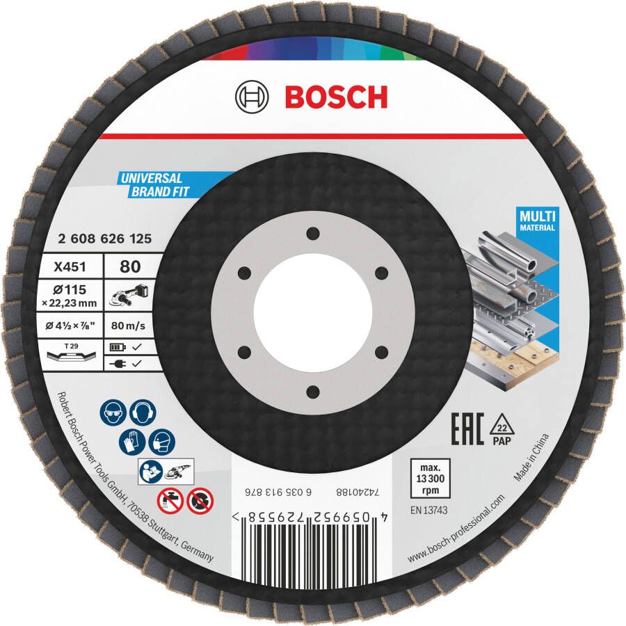 Bosch Accessoires X451 Lamellenschuurschijf | 115 x 22 23 mm | G80 | T29 2608626125