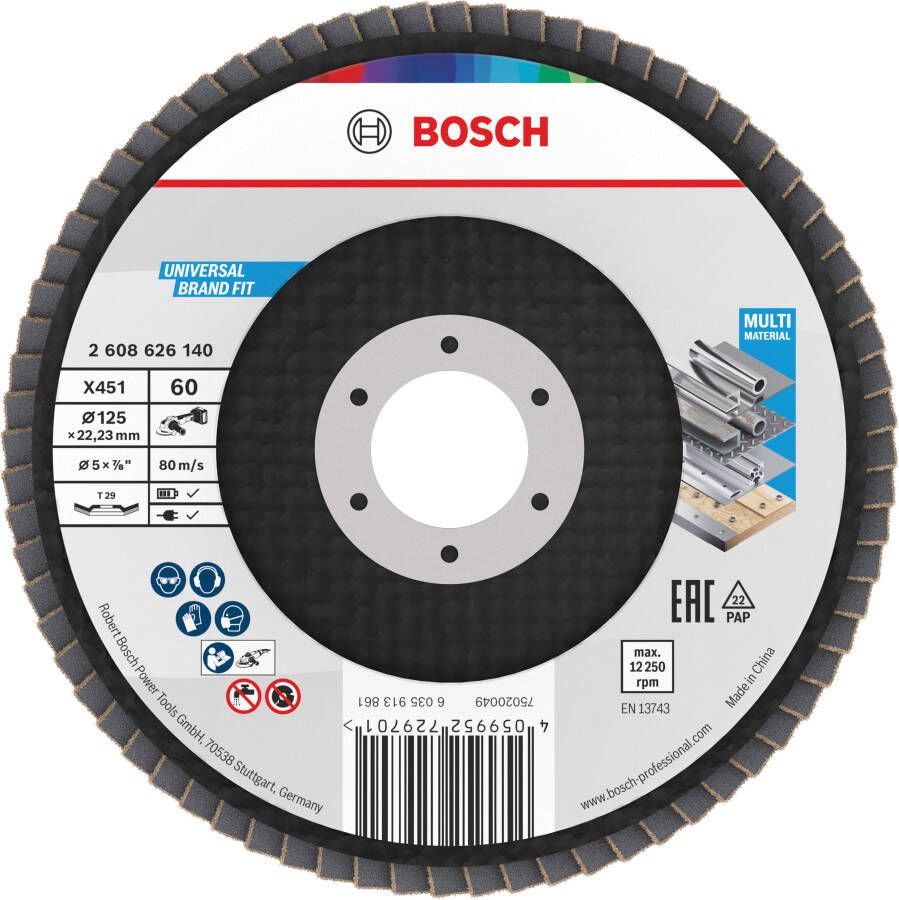 Bosch Accessoires X451 Lamellenschuurschijf | 125 x 22 23 mm | G60 | T29 2608626140