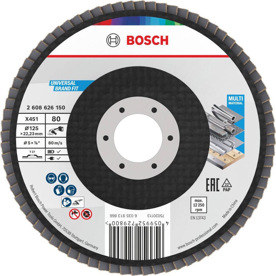 Bosch Accessoires X451 Lamellenschuurschijf | 125 x 22 23 mm | G80 | T27 2608626150
