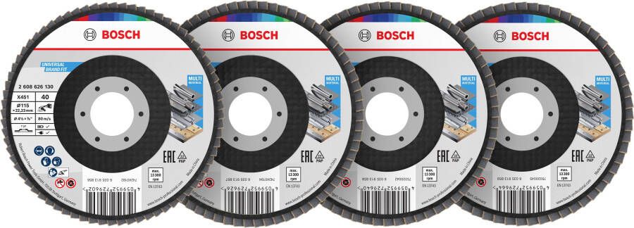 Bosch Accessoires X451 Lamellenschuurschijfset | 115 x 22 23 mm | G40; 60; 80; 120 | T27 | 60 stuks 2608626163