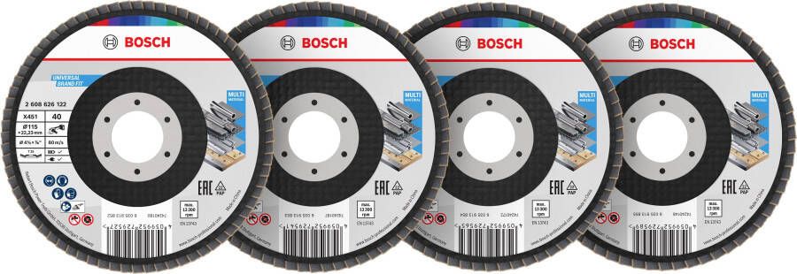 Bosch Accessoires X451 Lamellenschuurschijfset | 115 x 22 23 mm | G40; 60; 80; 120 | T29 | 15 stuks 2608626161
