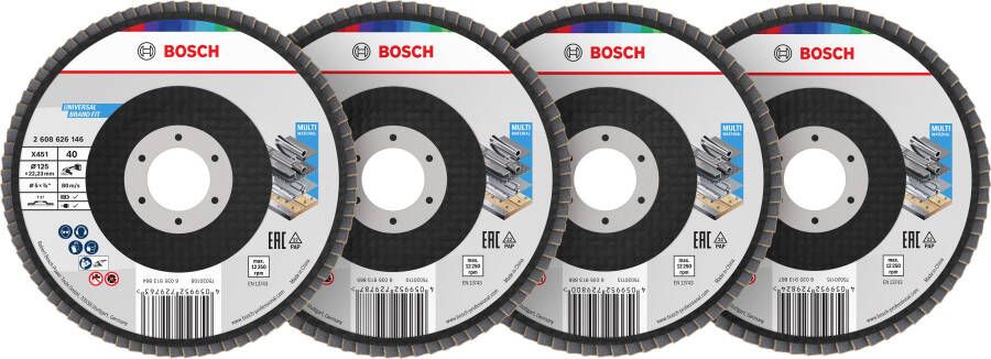 Bosch Accessoires X451 Lamellenschuurschijfset | 125 x 22 23 mm | G40; 60; 80; 120 | T27 | 60 stuks 2608626164