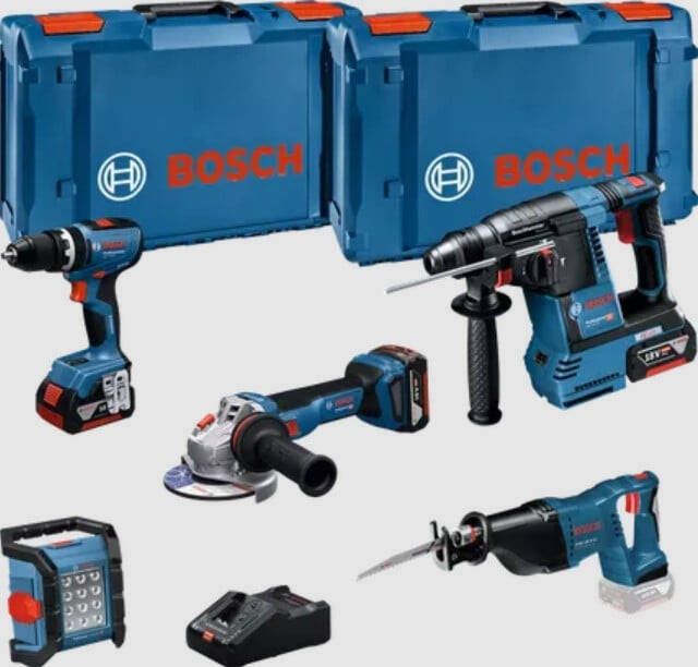 Bosch Blauw 18V-set met 5 machines | GSB + GBH + GWS + GSA + GLI + 3 x 5 + GAL Professional 0615A5007S