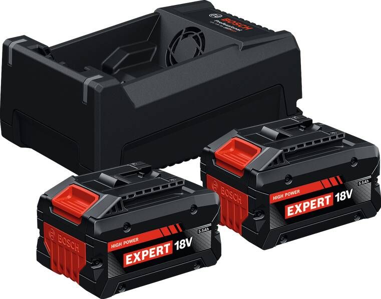 Bosch Blauw Accu Starterset EXBA18V-55 | 2x EXBA18V-55 + Lader GAL12V 18V-80 1600A0373P