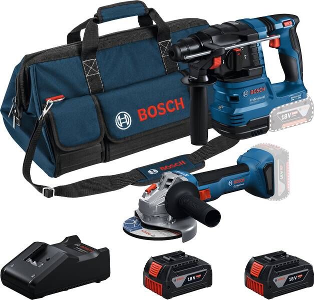 Bosch Blauw Accutoolkit Combipack 18V GWS 18V-8 + GBH 18V-22 | 2x GBA 18V 4 0 Ah + Lader GAL 18V-40 0615V0003C