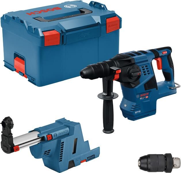 Bosch Blauw GBH 18V-28 F Accu boorhamer 18V | Met GDE 18V-16 stofafzuiging | Zonder accu en lader | In L-Boxx 0611921103