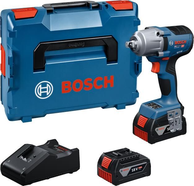 Bosch Blauw GDS 18V-450 P Accu slagmoeraanzetter 18V | 2x GBA 18V 5 0Ah + GAL 18V-40 snellader | In L-Boxx 06019K4303