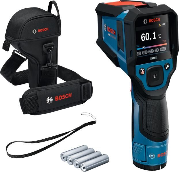 Bosch Blauw GIS 12V-800-16 Infraroodthermometer (AA1 batterijadapter 4x LR6 (AA) batterijen polslus etui) 0601083B00