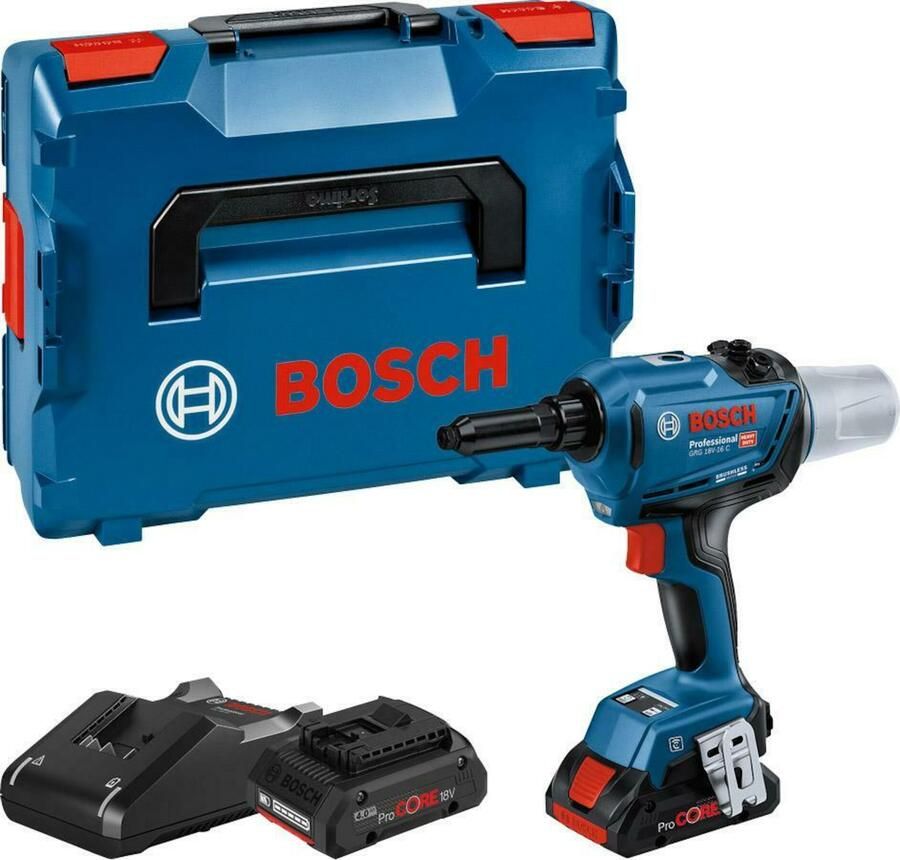 Bosch Blauw GRG 18V-16 C Professional | Accu Klinknagelpistool | 18V | Incl. 2 x 4 0 Ah accu en lader | in L-Boxx 136 06019K5001