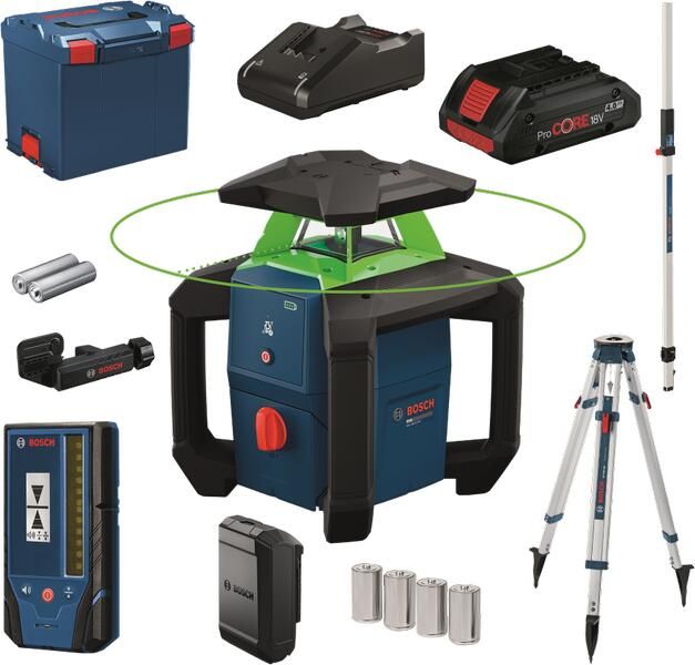 Bosch Blauw GRL 18V-3-31 G Set | Accu rotatielaser 18V groen + LR3-2 + BT 170 HD + GR 240 in L-BOXX (1x 4.0Ah ProCORE accu + GAL 18V-40 lader)