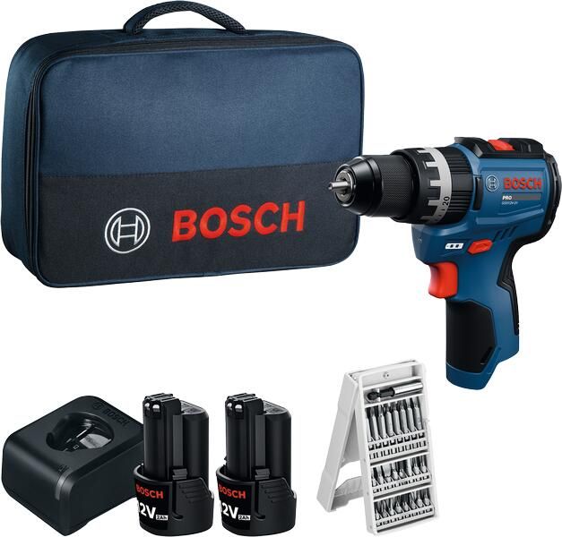 Bosch Blauw GSB 12V-31 Accu klopboorschroefmachine 12V | 2x GBA 12V 2 0Ah + GAL 12V-20 + 25-delige bitset | In tas 06019S6103