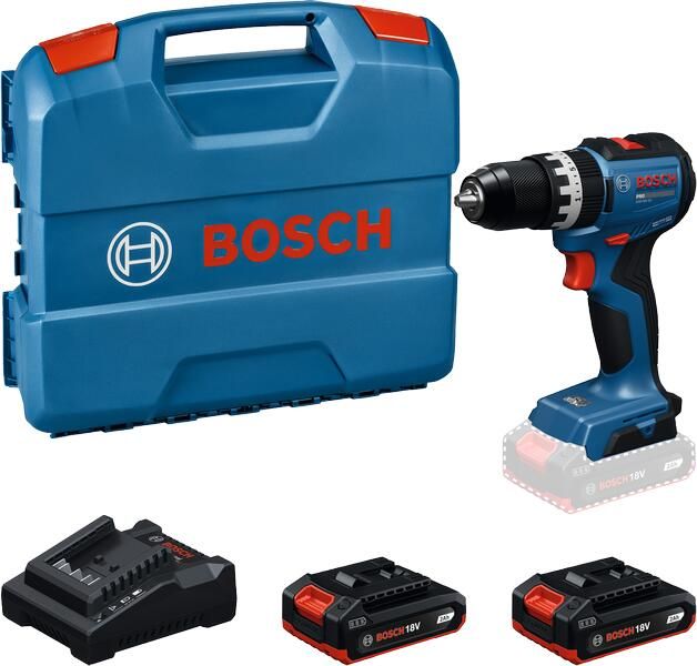 Bosch Blauw GSB18V-52 Accu-klopboorschroevendraaier (2x 2.0Ah GBA18V-20 accu lader GAL18V-20) 06019S0123
