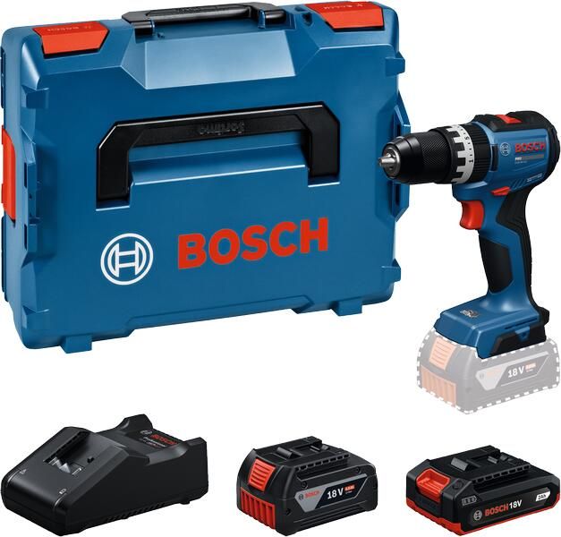 Bosch Blauw GSB18V-52 Accu-schroefboormachine (1x GBA18V2 0Ah 1x GBA18V4 0Ah lader GAL18V-40) 06019S0122