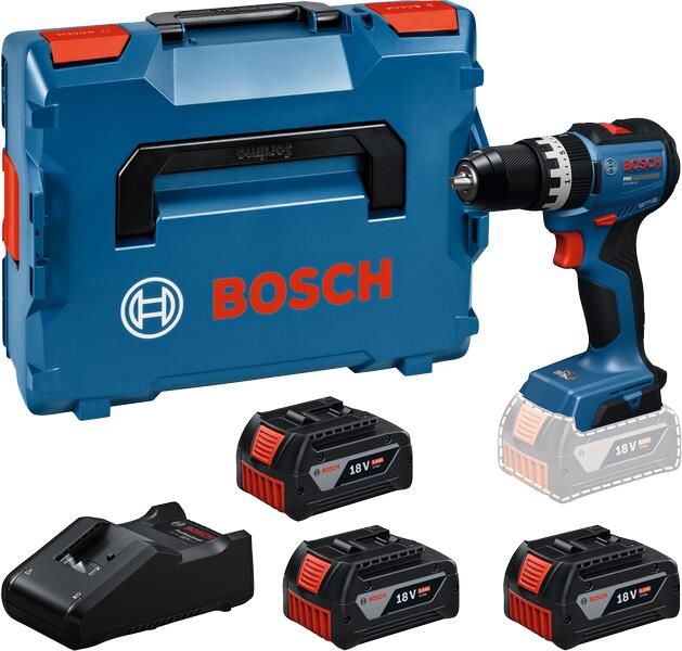 Bosch Blauw GSB18V-52 Accu-schroefboormachine (3x GBA18V5 0Ah lader GAL18V-40) 06019S0128