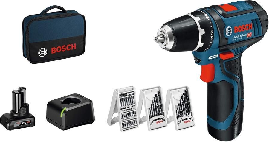 Bosch Blauw GSR 12V-15 accuboorschroevendraaier | 12v 2.0Ah + 4.0Ah accu | + 39 accessoires 0615990G6L