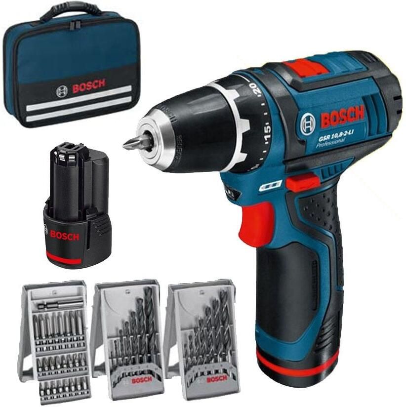 Bosch Blauw GSR 12V-15 accu boorschroevendraaier | 12v 2.0Ah Li-Ion | + 39 accessoires