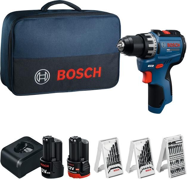 Bosch Blauw GSR 12V-31 Accu schroefboormachine 12V | 1x 2 0Ah + 1x 3 0Ah accu + GAL 12V-20 + accessoires | In tas 06019S6005