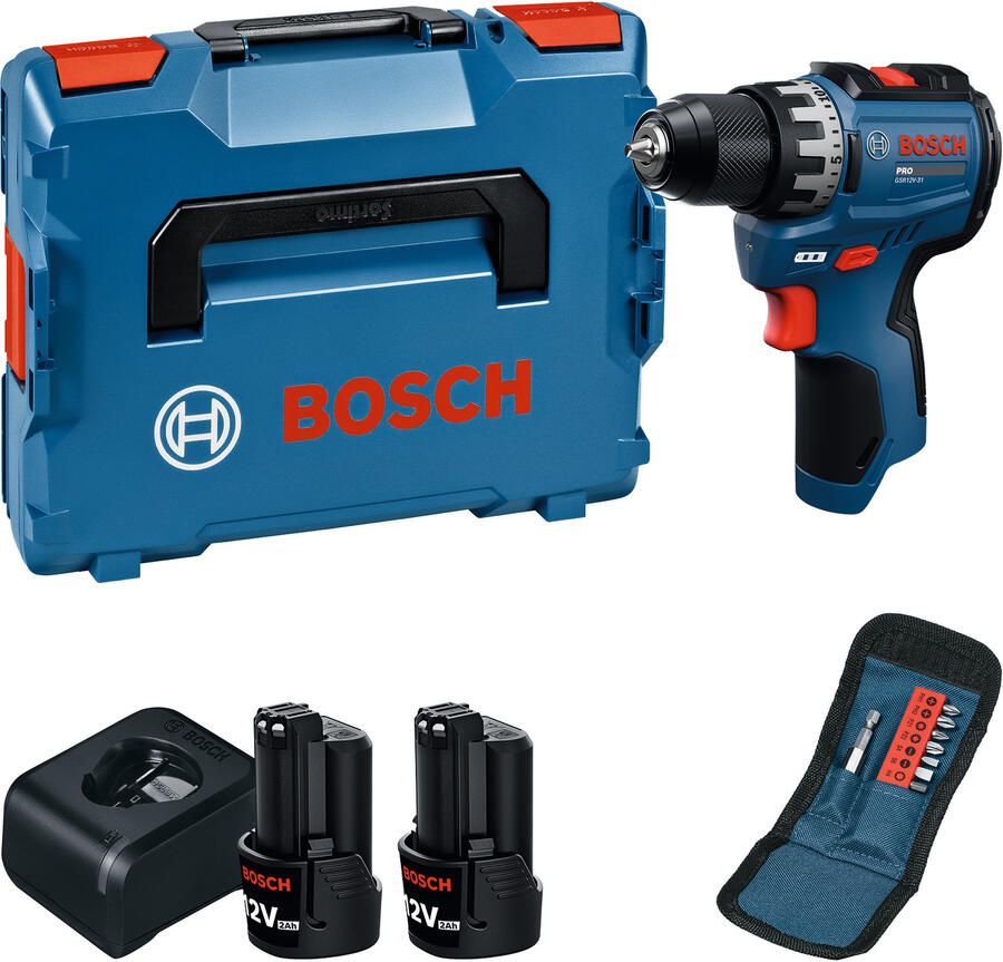 Bosch Blauw GSR 12V-31 Accu schroefboormachine 12V | 2x GBA 12V 2 0Ah + GAL 12V-40 | In L-Boxx 06019S6013