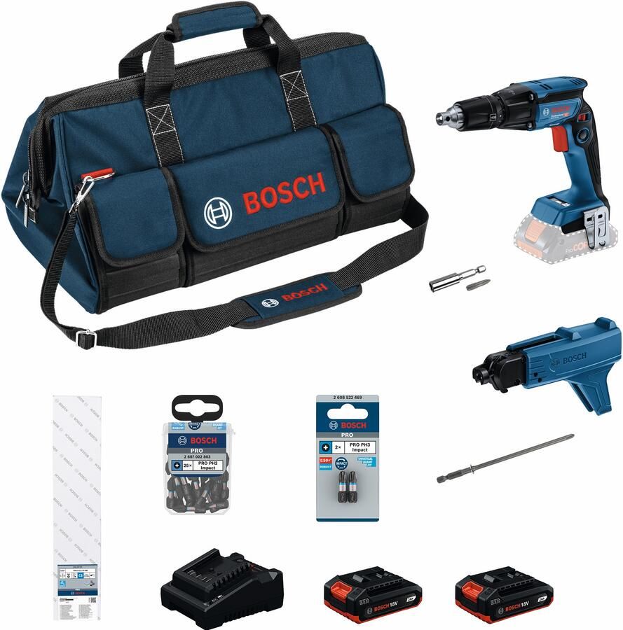 Bosch Blauw GTB + GMA Accu schroevendraaierset 18V | 2x 2 0Ah accu 0615A500G8