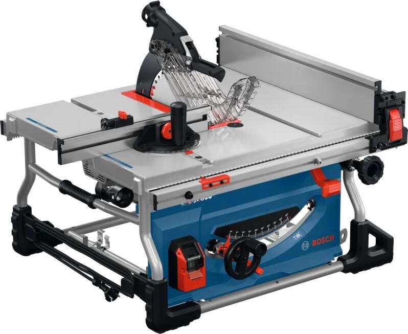 Bosch Blauw GTS 100-254 Zaagtafel (Zaagblad PRO duwstok sleutel afzuigadapter hoekaanslag parallelgeleider) 0601B30700