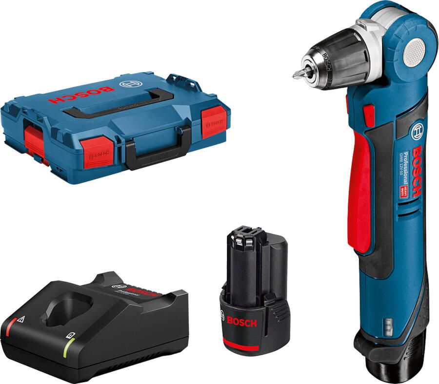 Bosch Blauw GWB 12V-10 | Accu haakse boormachine 12V in L-BOXX 102 (2x 2.0Ah accu + lader) 0601390908 - Foto 1