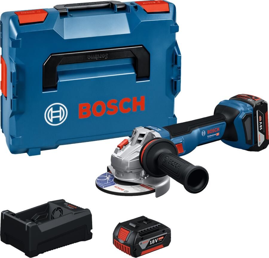 Bosch Blauw GWS 18V-11 S Accu haakse slijper 18V | 125 mm | 2x 5 0Ah accu | In L-Boxx 06019N4005