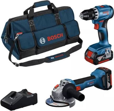 Bosch Blauw Combiset 18V-set met 2 machines | GSR + GWS + 2 x 4 0 Ah + GAL 0615A5007N