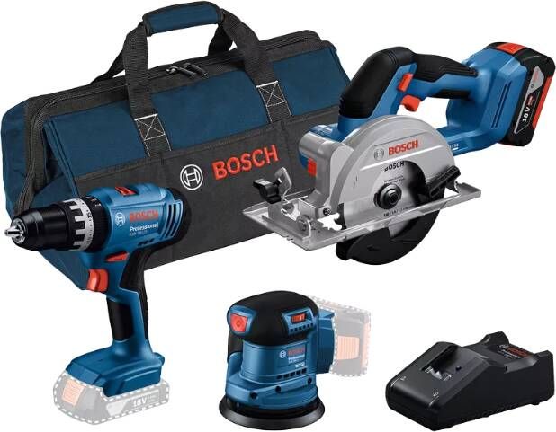 Bosch Blauw Combiset 18V-set met 3 machines | GSR + GWS + GBH + 3 x 4 0 Ah + GAL 18V-40 0615A5007L