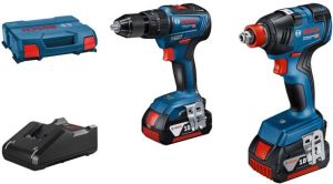 Bosch Blauw Combopack GSB 18V-55 Accu schroef-klopboormachine + GDX 18V-200 Slag(moer)schroevendraaier | 2 x 4.0Ah accu&apos;s + lader