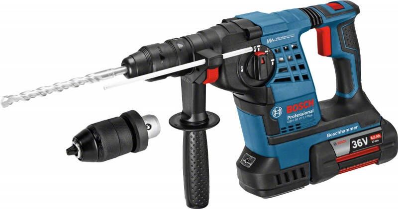 Bosch Blauw GBH 36 VF-LI Plus Professional Accuboorhamer met verwisselbare boorkop | 2 accu&apos;s | 36v 6.0Ah Li-Ion 3.2J 061190700B