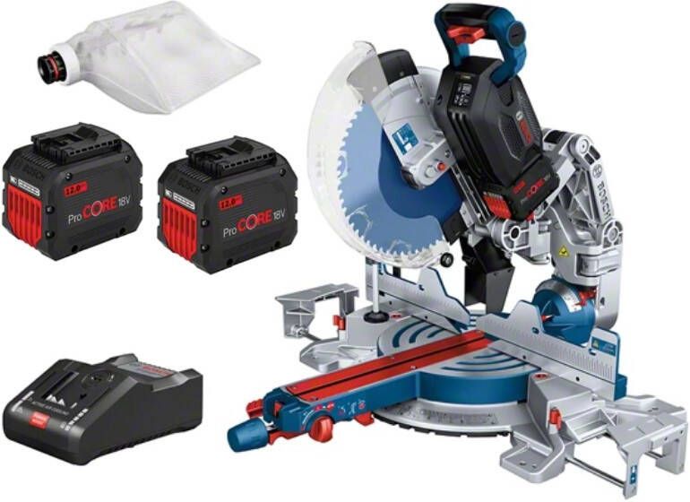 Bosch Blauw GCM 18V-305 GDC Professional Accukap- en verstekzaag BITURBO | met 2 x 12 0 Ah accu 0601B43001