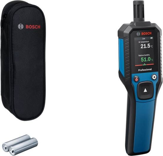 Bosch Blauw GDH 1-17 Thermo-Hygrometer | 2x Batterij 1 5V LR6 (AA) + Opbergetui 0601078400