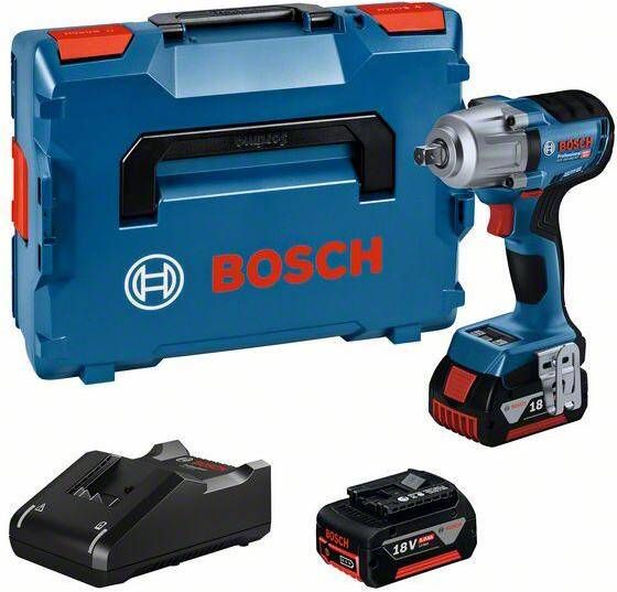 Bosch Blauw GDS 18V-450 PC Accu Slagmoersleutel | 450 Nm | 2 x 4 0 Ah accu + lader | In L-Boxx 06019K4102