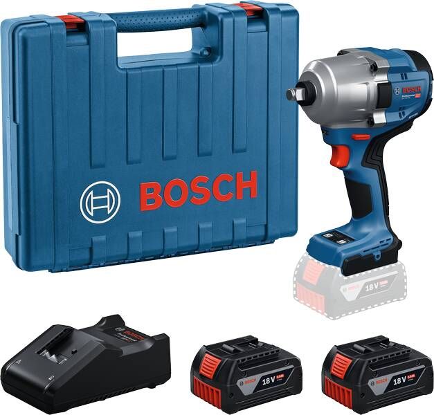 Bosch Blauw GDS 18V-780 Accuslagmoeraanzetter| 2x GBA 18V 5 0 Ah en Lader GAL 18V-40 06019P4021