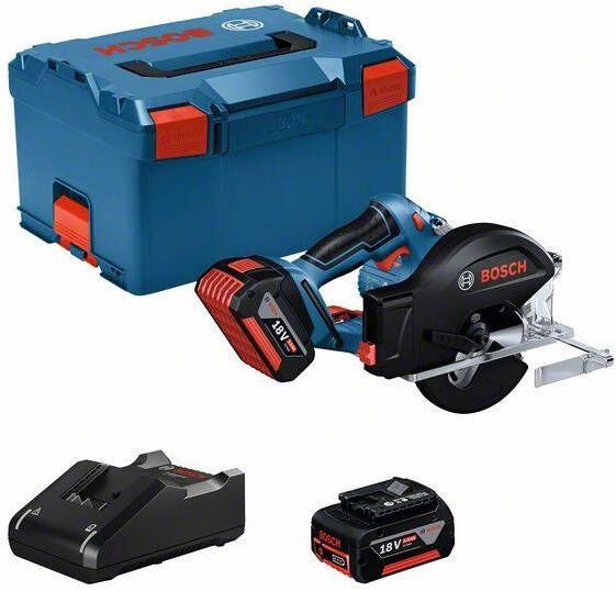 Bosch Blauw GKM 18V-50 Accu-cirkelzaag | 136 mm |2 x 5 0 Ah accu + Snellader | In L-Boxx 06016B8002